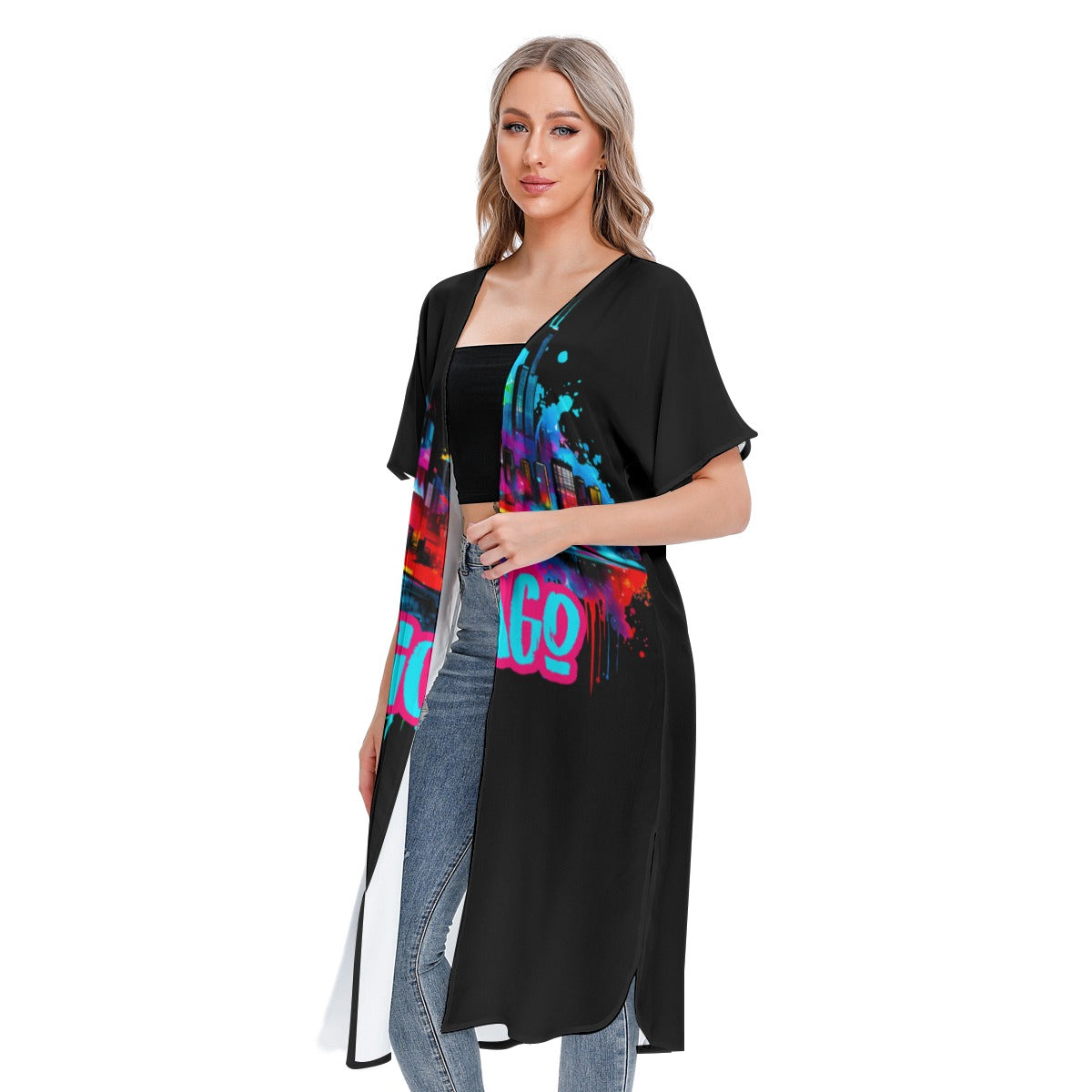 All-Over Print Women's Short Sleeve Cardigan
