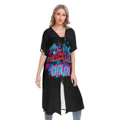 All-Over Print Women's Short Sleeve Cardigan
